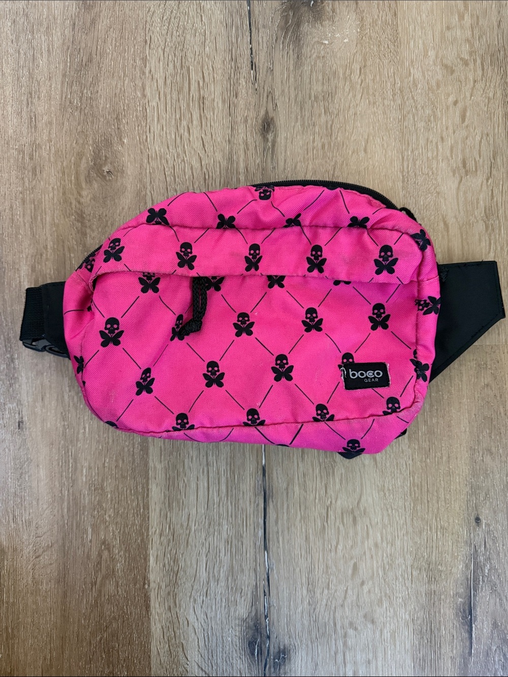 Betty Designs Pink Skull Print Belt Bag Fanny Pack Sling Bag